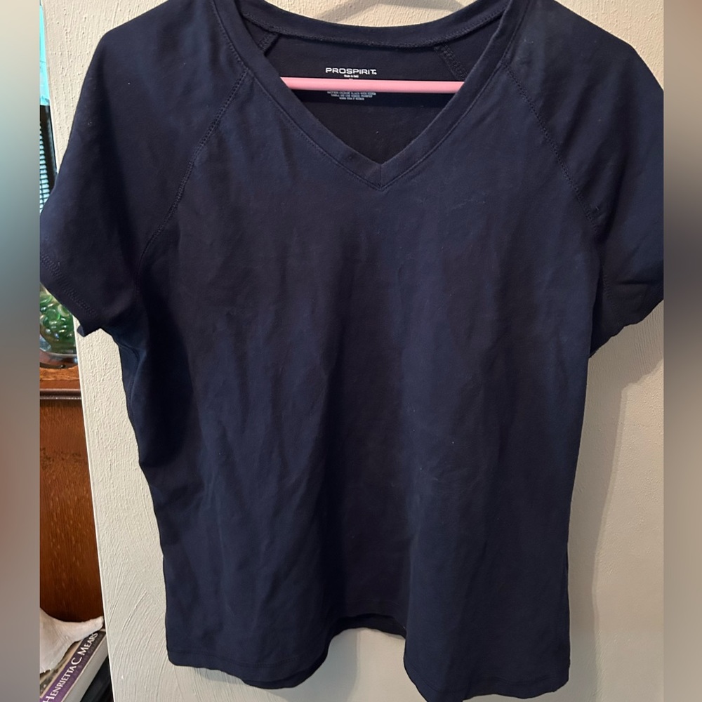 Pro Spirit Athletic Gear Tee V Neck, XL, Navy Blue, Raglan style Short Sleeve.